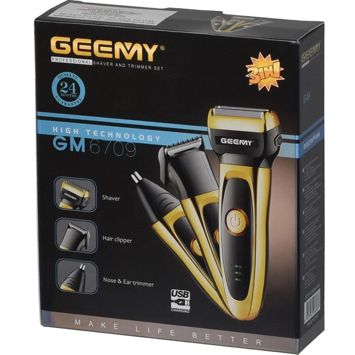 GEEMY Şarjlı Traş Makinası 3 İn 1 GM-6709